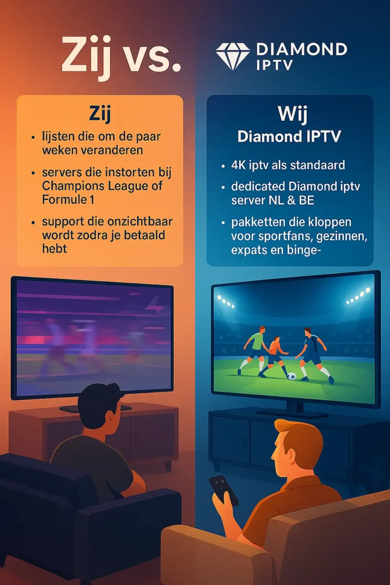 DIAMOND IPTV promotieafbeelding met 4K streaming, sportzenders en stabiele servers"